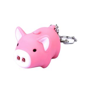 3 colors cute pig led keychains flashlight sound rings Creative kids toys pig cartoon sound light keychains child gift317x