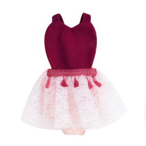 Vestiti appena nati 2018 Baby Princess Dress Tutu di pizzo Party Girls Abiti Nappa Bretella Pagliaccetto lavorato a maglia Abbigliamento per bambini Abbigliamento per bambini Boutique