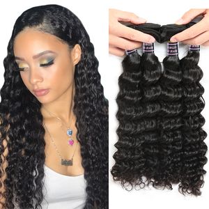 Ishow Human Hair 10a Brazylijskie włosy głębokie fali 4 ZAPODAJĄCE WNIOSKI W 100% hurtowo Remy Human Hair Weave Extension Naturalny kolor 8-28 cali