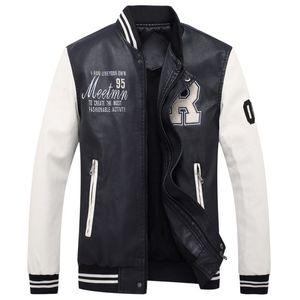 2021 Men Fashion PU Leather Jacket Spring Autumn Japanese Style Baseball uniform plus size M to 4XL