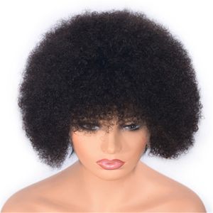 Afro Kinky Curly Human Hair Wig for Black Women Short Brazilian Lace Front Wigs Natural Color Remy Hair 8 inch