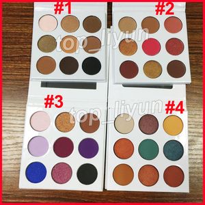 I lager! 9 färger Eyeshadow Cosmetics 4 Styles Pressed Powder Eye Shadow Palette Bronze + Bourgogne + Purple + Blue Honey Makeup Face Eyeshad
