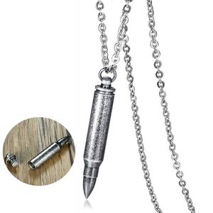 Wholesale Can Open Bullet Pendant for Men Necklace 20" Chain Stainless Steel Vintage Silver Plated Stylish Male Jewelry 4 Colors