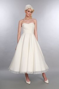 Calf Length 1950s Short Wedding Dresses Sweetheart Pleats Bodice Vintage Tea Length 1960s Informal Bridal Gowns Custom Made High Quality