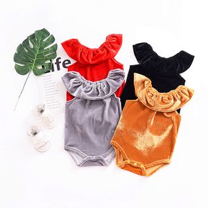 Baby rompers 2018 ny sommar spädbarn baby kläder flyga ärm pleuche baby onesie barn barn småbarn tjejer pojkar boutique kläder 4 färger