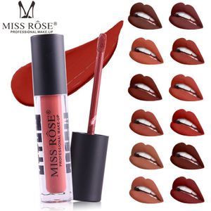 2018 marca de moda das jovens Miss Rose Color Makeup 12 Color Matte Lipstick TUBE TRANSPARENTE NÃO DE MAGURA IMPRESA DE ÁGUAs Fade