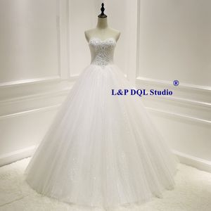 로맨틱 볼 가운 웨딩 드레스 레이스 신부 가운 플러스 크기 맞춤형 주요 구슬 Seuqins 웨딩 드레스