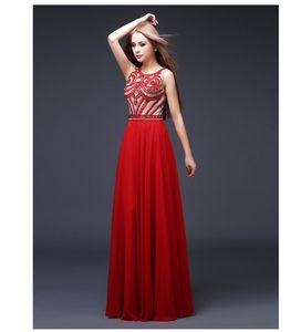 Новые высококачественные красные вечерние платья с круглым вырезом на молнии ручной работы, расшитые бисером, длинные бальные платья для выпускного вечера HY134