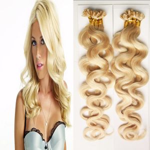 Blonde Hair 200g 1g strand Double Drawn Fusion Hair body wave Nail U Tip Machine Made Remy Pre Bonded Hair Extension