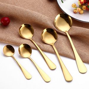 Goldene Teelöffel Edelstahl Mini Gold Kaffeelöffel Für Milch Tee Kleines Geschirr Geschirr Küche Esszimmer Werkzeuge LX0090