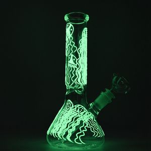 Jellyfish Dab Rigs Glow In The Dark Glass Beaker Bongs Hookahs 10 Inches Water Pipes Female Joint 18mm With Bowl GID04