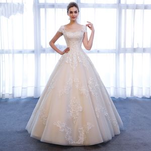 Wholesale womens wedding gowns for sale - Group buy Ball Gown Lace Tulle Champagne Wedding Dress Jewel Neck Corset Back Floor Length Women Formal Country Wedding Gowns Custom Made