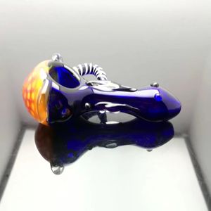 Coloured glass pipe with honeycomb head Wholesale Glass bongs Oil Burner Pipes Rigs Smoking