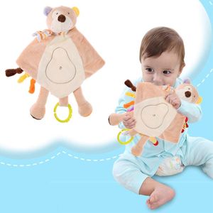Baby Comforter Toy Infant Cartoon Animal Monkey Deer Bear Teether Appease Towel Comfort Soft Plush Hand Towel Baby Rattle Toys