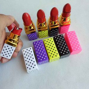 Lipstick Shaped Butane Cigarette Lighter Inflatable No Gas Flame Lady Lighters 5 colors For Smoking Pipes Kitchen Tool