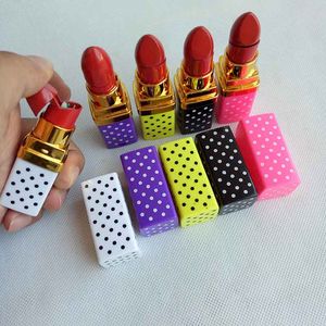 Lipstick Shaped Butane Cigarette Lighter Inflatable No Gas Flame Lady Lighters 5 colors For Smoking Pipes Kitchen Tool