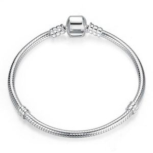 (Disponibile) Braccialetti in argento sterling 925 all'ingrosso della fabbrica 3mm Catena del serpente Fit Pandora Charm Bead Bangle Braccialetto Gioielli Regalo per uomo Donna