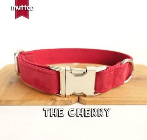 Cherry Red Flannel Collars and Leashes Retailing Handmade Pure Color Dog Collar Creative Ethnic Style 5 sizes Solid Colour Top Quality