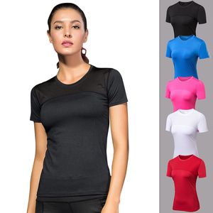 Quick Dry Stretch Patchwork Slim Fit Yoga Tops Women Sport T Shirt Gym Jerseys Fitness Shirt Trainer Running T-shirts Sports Top