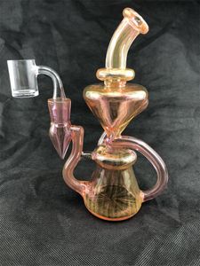 Glass hookah, evaporated gold and silver back water smoking pipe bong, factory direct price concessions