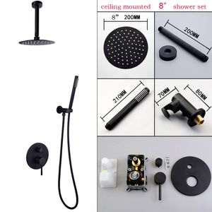 Fashion Bathroom Faucet Accessories 8/10/12 Inches Rain Shower Head Set Hot Cold Diverter Mixer Valve Ceiling Mounted Rainfall Shower System