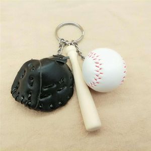 Fashion Sport Baseball Keychain Gloves Ball Wood Baseball Bat Keychain Key Rings Bag Hangs Fashion Jewelry Drop Shipping