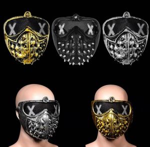 Halloween diabeł duch maska Party COS gra maska Punk nit śmierć maski horroru kask opaska na oko mufla twarzy czarne złoto srebrne świąteczne materiały