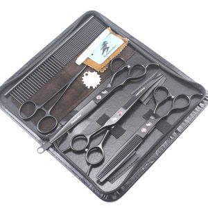 Left hand freelander 7.0 inch black Lacquer cutting/thinning scissors kit with leather case +Comb+ Lacquer