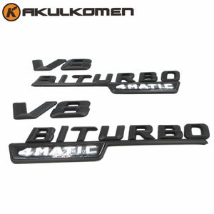 2 stks / paar zwart / zilver 3D V8 Biturbo 4Matic Embleem Badge Decal Auto Sticker Auto-Styling voor Benz CL63 CLS63 E63 C63 S63 AMG