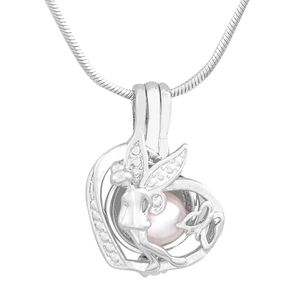 Wholesale silver chain with locket for sale - Group buy New Design Love Wish Pearl Angel of Mercy Cage Pendant Pearl Gem Bead Locket Pendant Mounting DIY Charms Accessory P189