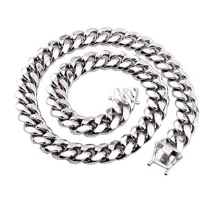 8mm/10 mm/12 mm/14mm 316L Edelstahl Schmuck Hochpolig Miami Cuban Kette Halskette Punk Curb Chaindragon-Bard-Verschluss 24 cm