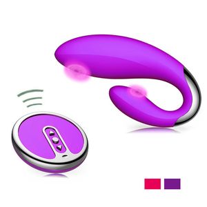 Vibratore impermeabile telecomando senza fili doppio per giocattoli del sesso delle donne USB ricarica G Spot messaggio stimolatore clitorideo vibratore sesso S18101808