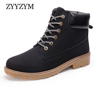 ZYYZYM Mens Boots Autumn Winter PU Leather Unisex Style Plush Keep Warm MenOutdoors Shoes Martin Motorcycle Boots