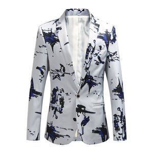 Gençlik erkek Uzun Kollu Baskılı Suit Ceket Artı Boyutları S M L XL 2XL 3XL 4XL 5XL 6XL Moda Slim Fit Erkekler Blazer Ceketler