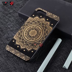 TPU Czarne etui na telefon dla iPhone 6s 7 8 Plus 11 12 x XS Max Drewno Custom Logo Laser Grawerowanie Datura Kwiaty Powrót Pokrywa Shell