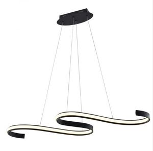 Modern Minimalistisk LED Wave Droplights Black Hanging Kitchen Island Lighting Fixture 40w Inomhus Ljuskronor för matsal Living Room