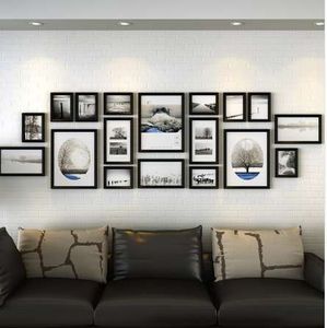 Classical Wooden Black Frames Set For Sofa Wall Background Decor 18pcs Large Photo Frames Artistic Pictures Frame porta retrato