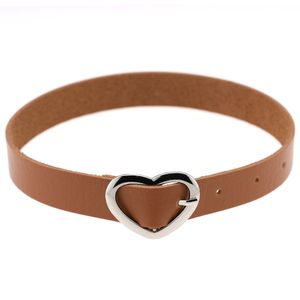 Metal Heart Love Choker Halskette Stecker Schnalle Verstellbares Leder PU Frauen Kragen Armband Armreifen Manschette Mode Schmuck Schmuck