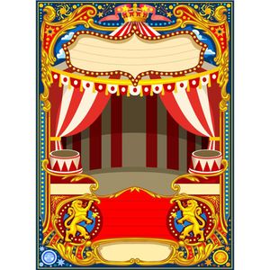 Dostosowany Circus Stage Photo Booth Backdrop Drukowane gwiazdy kropki białe czerwone paski zasłony dziecka dzieci urodziny tło