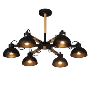 Modern simple pingente luzes macaron 3/6/8 PCS E27 suporte da lâmpada Preto / branco material de ferro e madeira LED droplight para foyer iluminação do quarto