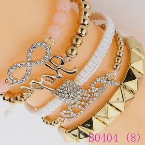 3pcs punk hopp fred infinity rivet pärlor armband sätter kvinnor guld färg multilager present smycken b0404