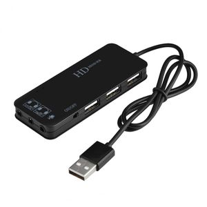 Freeshipping USB 2.0 Piasta do 3-portowego USB 2.0 + Słuchawki + Porty MIC 7.1ch Adapter Dźwiękowy Multi Ports Splitter Sound Cards