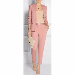 Spring Summer Pink Womens Business Suits Blazer with Pants Female Trouser Suit Ladies Office Uniform 2 Piece Set W56