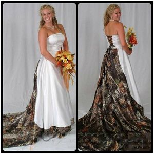 Strapless uma nova linha vestidos de casamento simples impressão branca rendas até voltar trem varredura país jardim casamento vestido de noiva feito sob encomenda