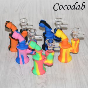 Hookahs silicone Oil Rigs Bong Accessory Mini Silicon Mouthpieces Nozzle Pipe Fit Heady Bubbler Water Bongs with glass bowl