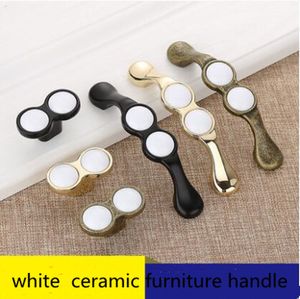 96mm 128mm Handle modern simple white black kitchen cabinet cupboard door handle bronze gold dresser drawer knob pull 5" ceramic handles