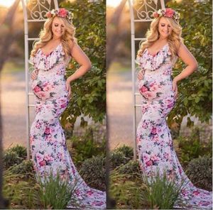 Nya gravida kvinnor långa maxi klänningar moderskap gown fotografering rekvisita fotografering kläder kvinnliga casual kläder