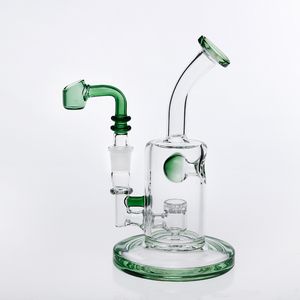 Pipa ad acqua ambrata con collo piegato Bong con ciotola 14,4 mm Giunto in vetro spesso Tubi d'acqua in linea Perc Due funzioni Oil Rigs Tubi di fumo Altezza 7,9 