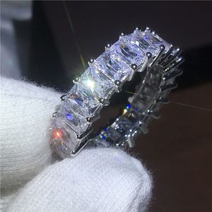 Handgefertigter Schmuckliebhaber 925 Sterling Silber Ring voller Prinzessinnenschliff 5A Zirkon Cz Stein Verlobung Eheringe für Frauen