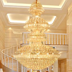 Moderne Kristall-Kronleuchter-Leuchten, europäische goldene Kronleuchter, LED-Lampen, Hotel-Lobby, Halle, Treppe, Weg, Zuhause, Innenbeleuchtung
